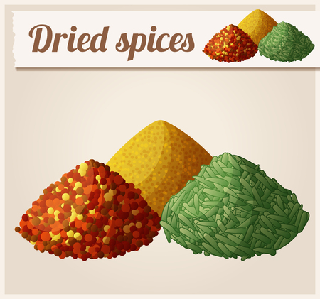 Dried spices. Detailed Vector Icon. Series of food and drink and ingredients for cooking.のイラスト素材