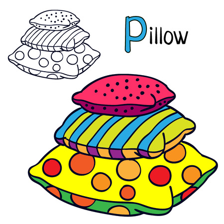 Pillow coloring book page for children.のイラスト素材