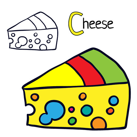 Cheese. Coloring book page. Cartoon vector illustration.のイラスト素材