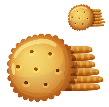Cracker cookies isolated on white background. Detailed Vector Icon. Series of food and drink and ingredients for cooking.のイラスト素材