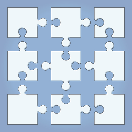 Puzzle pieces. Cartoon vector illustration. Jigsaw templateのイラスト素材