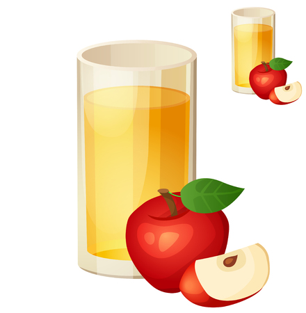 Apple juice. Detailed Vector Icon isolated on white background. Series of food and drink and ingredients for cooking.のイラスト素材
