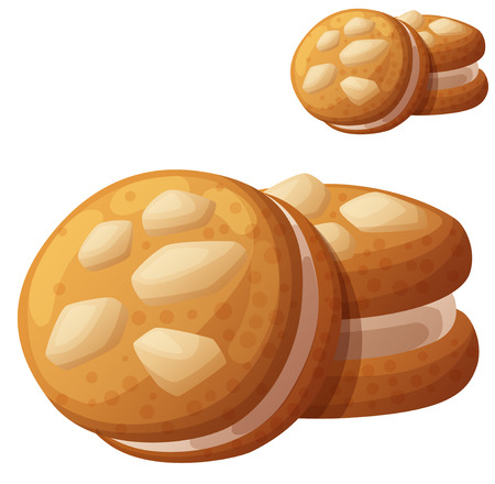 Nut cookie. Detailed vector icon isolated on white background. Series of food and drink and ingredients for cooking.のイラスト素材