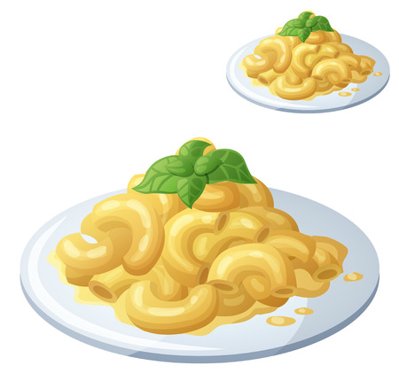 Macaroni and cheese isolated on white background. Detailed vector icon. Series of food and ingredients for cooking.のイラスト素材