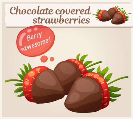 Chocolate covered strawberries icon. Cartoon vector illustration. Series of food and drink and ingredients for cookingのイラスト素材