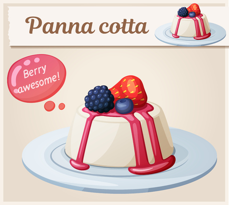 Panna cotta dessert with berries icon. Cartoon vector illustration. Series of food and drink and ingredients for cookingのイラスト素材