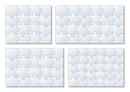 Sets of puzzle pieces vector illustration. 4 x 4, 4 x 5, 4 x 6, 5 x 6 jigsaw piecesのイラスト素材