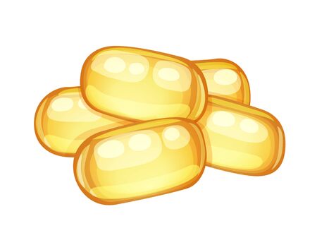 Vitamin E capsules. Cartoon vector icon isolated on white backgroundのイラスト素材