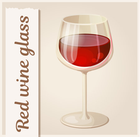 Red wine glass vector icon. Glass of wine cartoon drink illustrationのイラスト素材