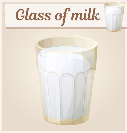 A glass of milk cartoon illustration, drink vector iconのイラスト素材