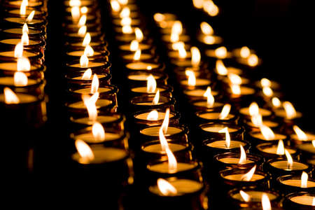 Candle light in a churchの写真素材