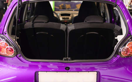 photo from back luggage space of modern small carの写真素材