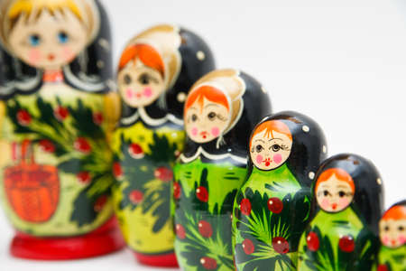 russian matryoshka doll on white backgroundの写真素材