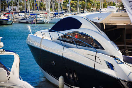 a luxus boat in a port