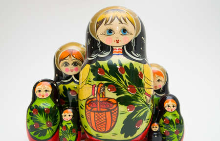 russian matryoshka doll on white backgroundの写真素材