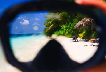 View through a diving maks on paradiseの写真素材