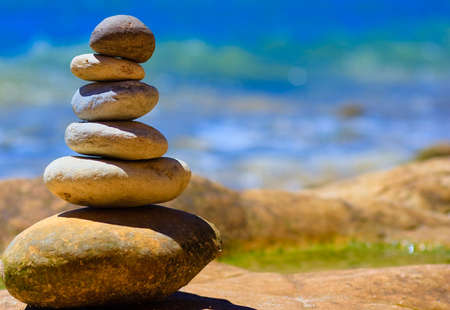 Stone composition on the stone beachの写真素材