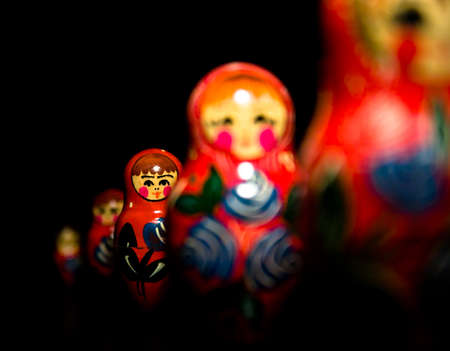 Russian national babushka matroschka on black backgroundの写真素材
