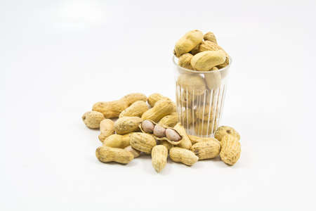 The peanut bowl on a gray background の写真素材