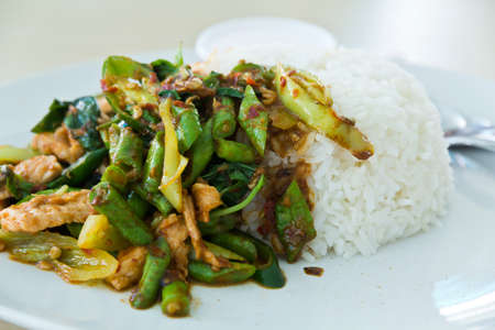 Basil Fried Rice with Pork の写真素材