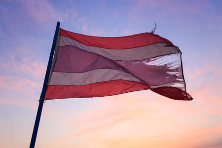 Flag of Thailand against the sky.の写真素材