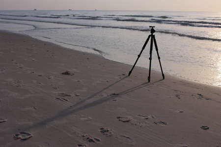 Tripod and beachの写真素材