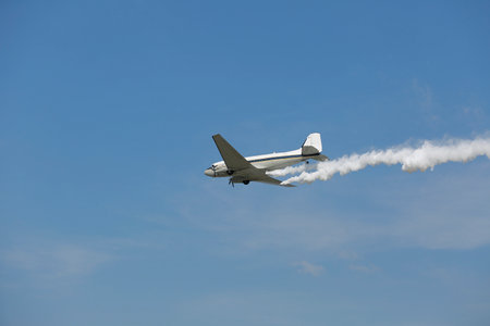 Airplane with smoke.のeditorial素材