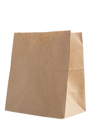 Brown paper bag isolate on a white background.の写真素材