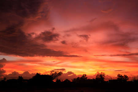 The colorful sky is beautiful in the evening.の写真素材