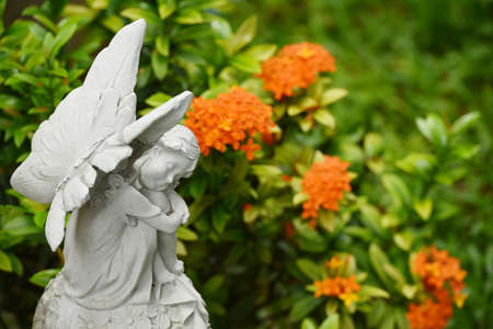 angel statue on nature backgroundの写真素材