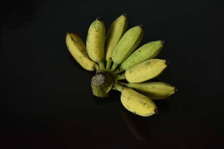 banana isolated on black background.の写真素材