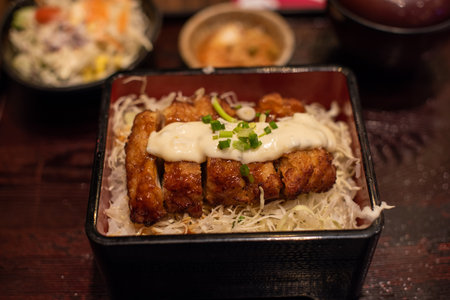 Deep-fried Pork Cutlet with Sauceの写真素材