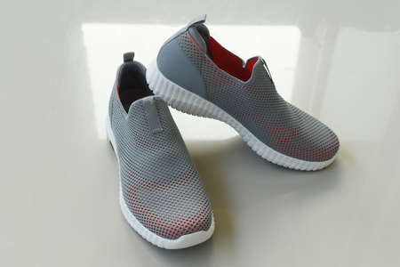 sports style men's shoes on white background.の写真素材