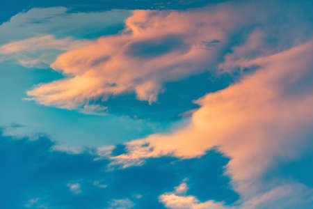 Many clouds and blue sky