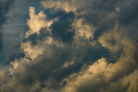 the sky is full of dense cloudsの写真素材