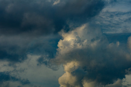 the sky is full of dense cloudsの写真素材