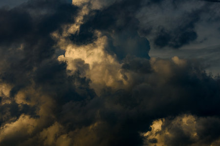 the sky is full of dense cloudsの写真素材