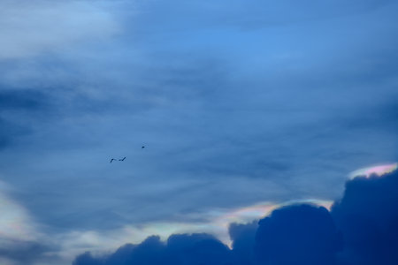 The cloud has rainbow colors.の写真素材