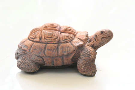 A plaster-crafted turtle sculptureの写真素材