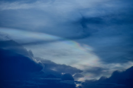 The cloud has rainbow colors.の写真素材