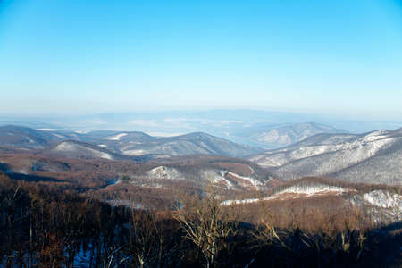 Hungary, winter, mountainsの写真素材