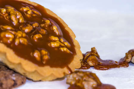 Confectionery basket with caramel and nutsの写真素材