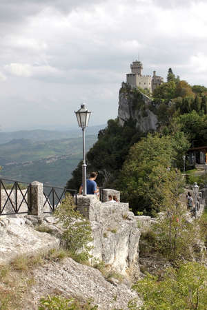 Tower-fortress Cesta  in San Marino  was constructed in the 13th centuryのeditorial素材