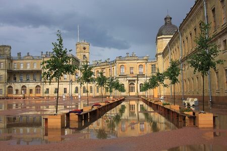 Gatchina, Russia - 11 July 2016: Great Gatchina Palace was built in 1766-1781 in Gatchina town (near St. Petersburg) by Antonio Rinaldi for Count Grigori Orlov who was a favourite of Catherine II.のeditorial素材