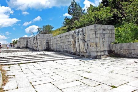 Shipka pass, Bulgaria - 15 July 2015: Monument of Liberty. Memorial to the fallen for the liberation of Bulgaria during the defense of Shipka Pass in the Russian-Turkish War of 1877-1878のeditorial素材