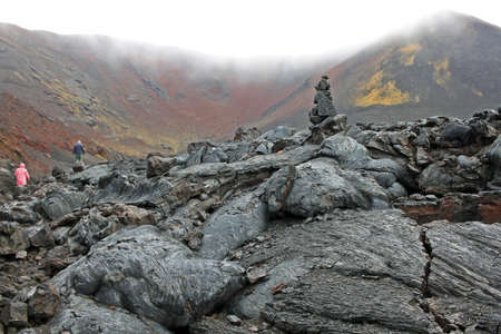 Kamchatka Peninsula, Russia - September 7, 2019: Lava field, which was formed after the eruption of Tolbachik, which occurred in 2012-2013.のeditorial素材