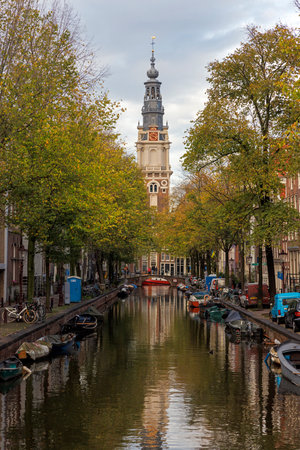 The Zuiderkerktoren in Amsterdam, The Netherlands, on the Groenburgwalのeditorial素材