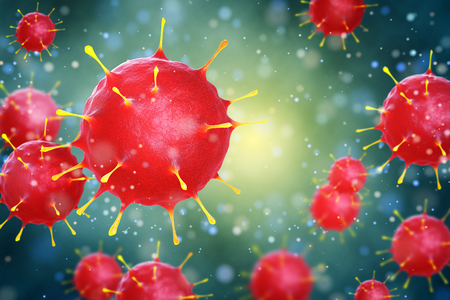 3D render bacteria virus, 3d render microbe. Bacteria virus or germs microorganism cells under microscope.の写真素材