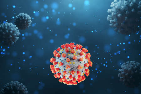 3d rendering  virus cell  . Microscopic view of virus. Medical cocept.の写真素材