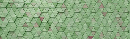 Abstract geometric background with green and pink triangles and hexagons 3d render.